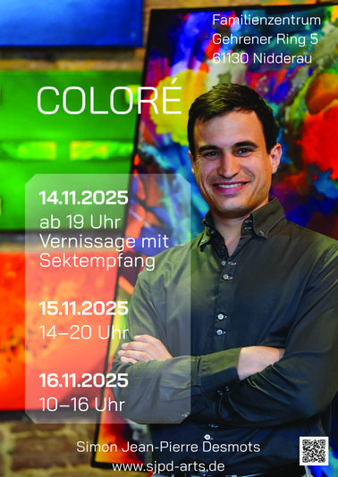 Plakat Coloré Ausstellungseröffnung Simon Jean-Pierre Desmots „Coloré
