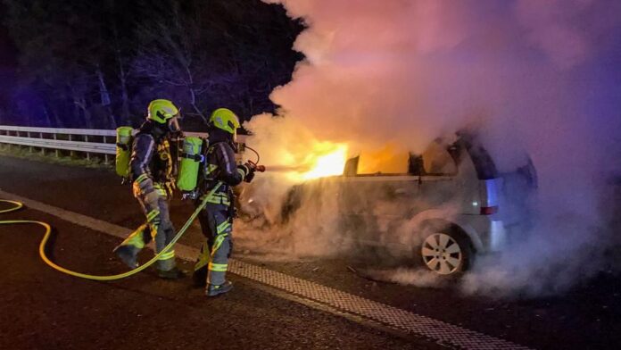 Fahrzeugbrand auf der Autobahn 66